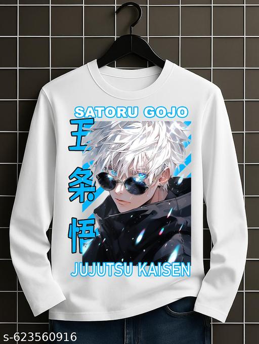 SATORU GOJO ANIME T SHIRT JUJUTSU KAISEN FULL SLEEVE LONG SLEEVES PRINTED T SHIRT FOR BOYS AND GIRLS KIDS SIZE UNISEX ROUND NECK T-SHIRT
